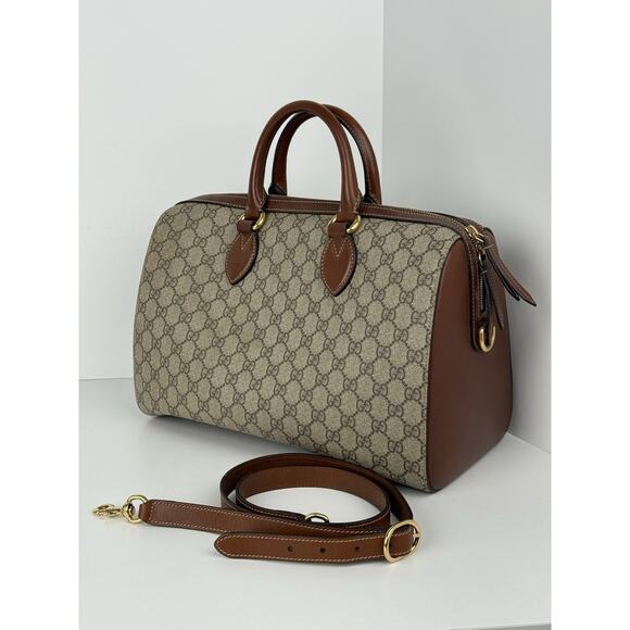 Gucci Handbags - Gucci GG Supreme Brown Canvas Monogram Boston Bag